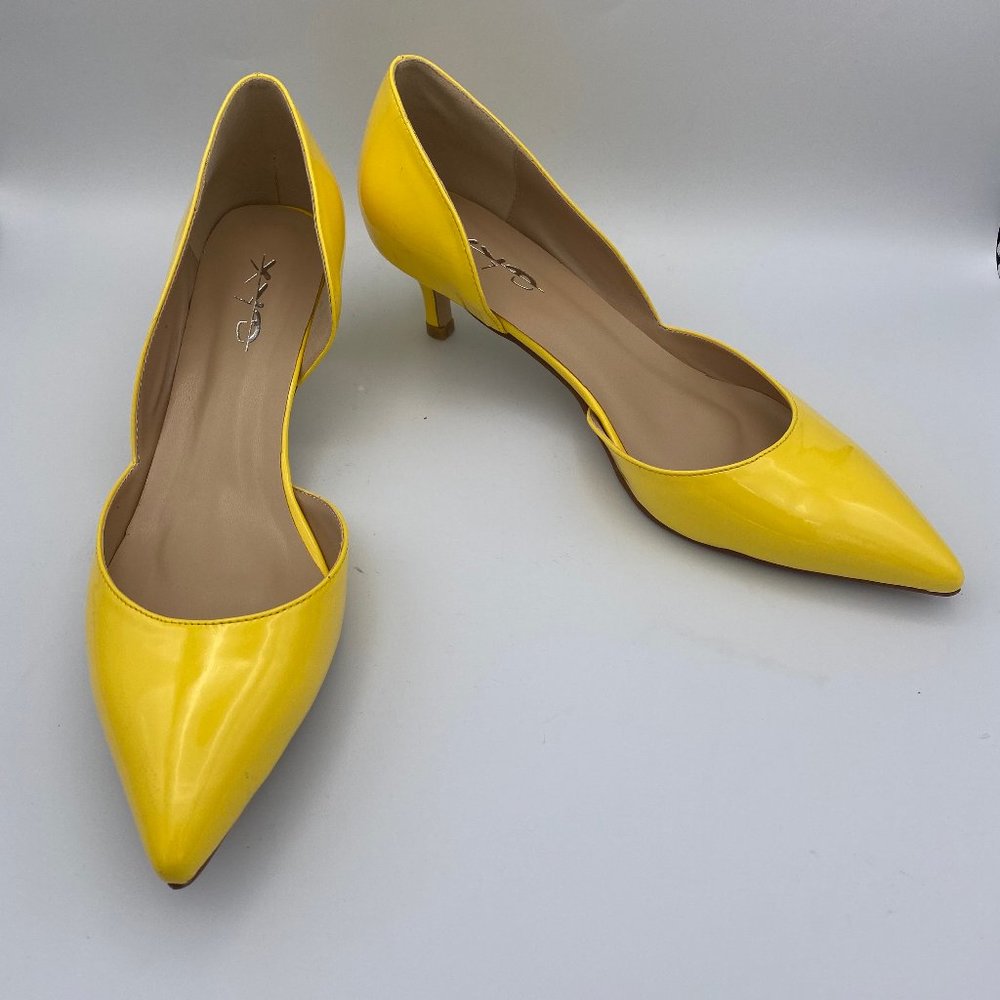 XYD Yellow Kitten Heels Pointy Toe Dosay Pumps